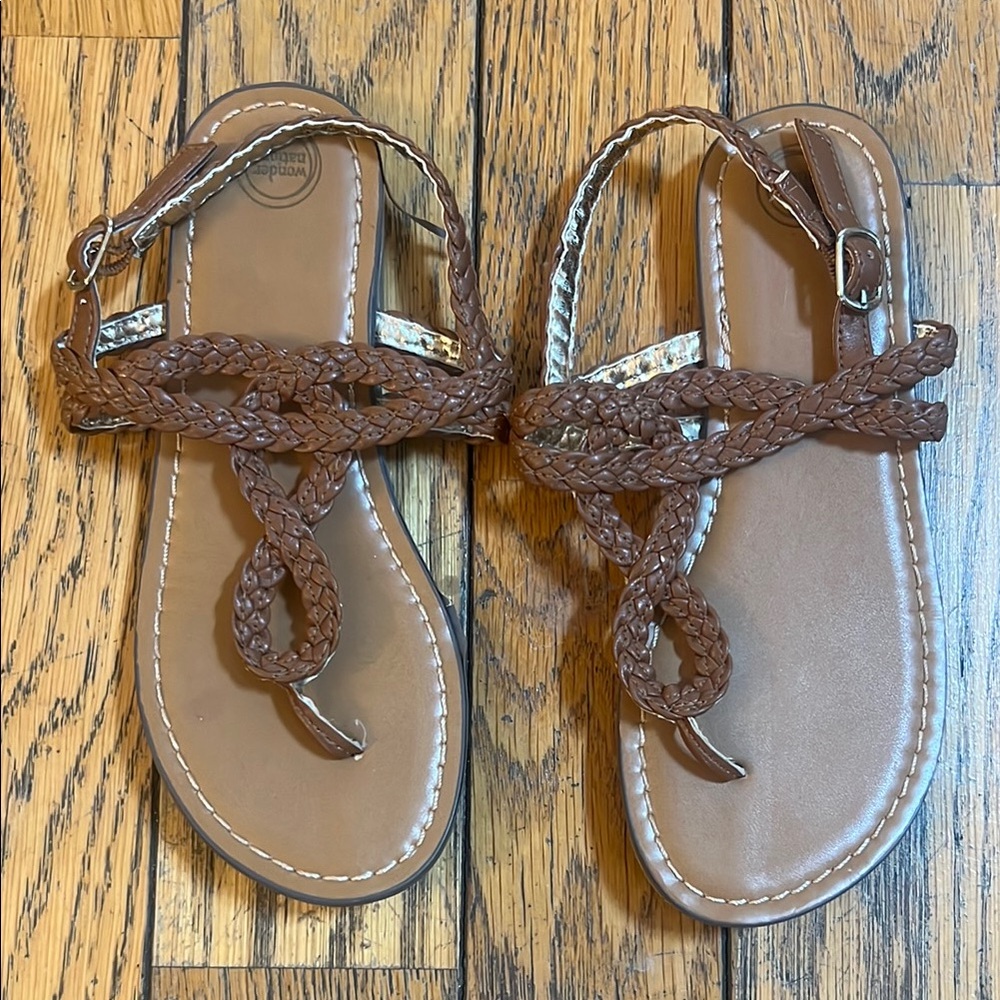 Brown Braided Sandals